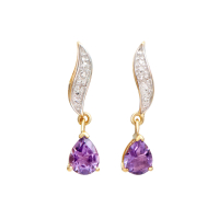 2.04 CTW Natural Amethyst & Diamonds 18K Gold Plated Designer Earrings H-I,  I3 | Estimated Value $1,249 (AMG) at PristineAuction.com