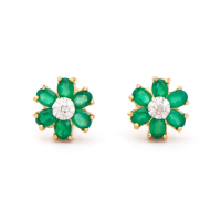 1.82 CTW Natural Green Agate & Diamonds 18K Gold Plated Designer Earrings  H-I,  I3 | Estimated Value $1,199 (AMG) at PristineAuction.com