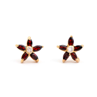 1.03 CTW Natural Garnet & Diamonds 18K Gold Plated Designer Earrings  H-I,  I3 | Estimated Value $1,319 (AMG) at PristineAuction.com