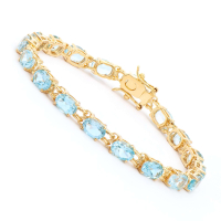 17.25 CTW Natural Blue Topaz 18K Gold Plated Designer Bracelet | Estimated Retail Value: $1,699 (AMG) at PristineAuction.com