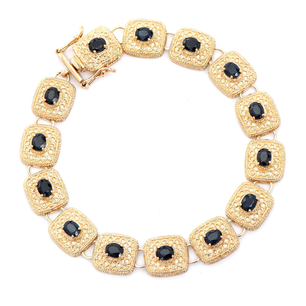 7.05 CTW Natural Sapphires Antique Style 18K Gold Plated Designer Bracelet | Estimated Retail Value: $1,949 (AMG) at PristineAuction.com
