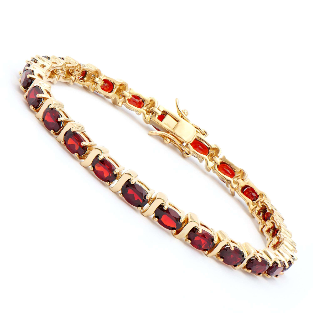 10.52 CTW Natural Garnet 18K Gold Plated Designer Bracelet  | Estimated Retail Value: $1,949 (AMG) at PristineAuction.com