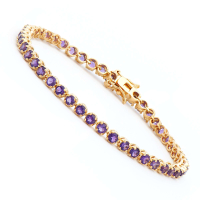 4.35 CTW Natural Amethyst 18K Gold Plated Designer Bracelet  | Estimated Retail Value: $1,639 (AMG) at PristineAuction.com