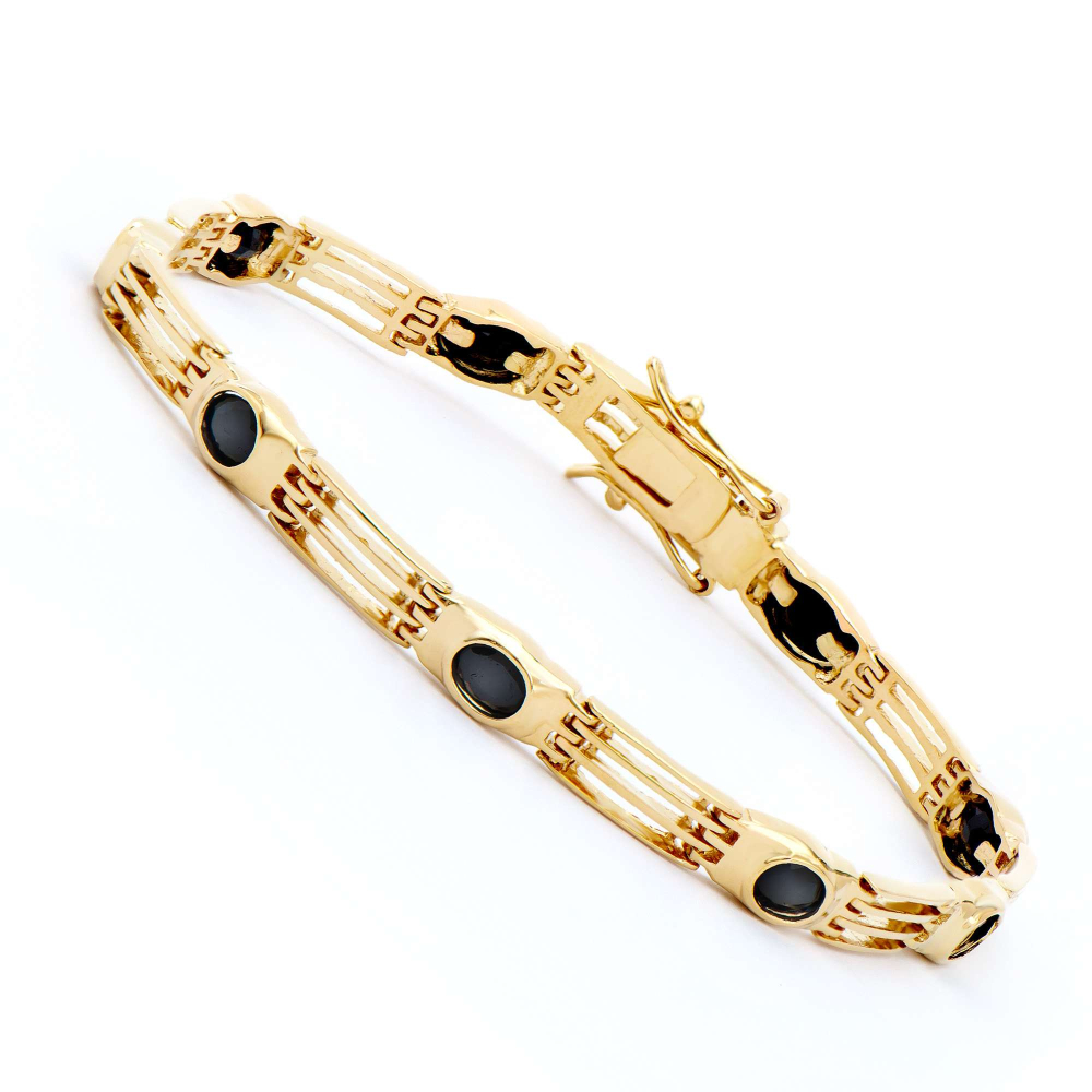 5.65 CTW Natural Sapphire 18K Gold Plated Designer Bracelet 7.75" | Estimated Value $1,749 (AMG) at PristineAuction.com