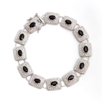 7.85 CTW Natural Sapphire Antique Style Rhodium Plated Designer Bracelet 7.75 in | Estimated Retail Value: $2,019 (AMG) at PristineAuction.com