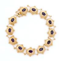 5.05 CTW Natural Amethyst Antique Style 18K Gold Designer Bracelet 8 in | Estimated Retail Value: $2,059 (AMG) at PristineAuction.com