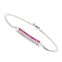 0.60 CTW Natural Ruby & Diamonds Rhodium Plated Designer Bracelet  H-I,  I3 | Estimated Value $2,049 (AMG) at PristineAuction.com