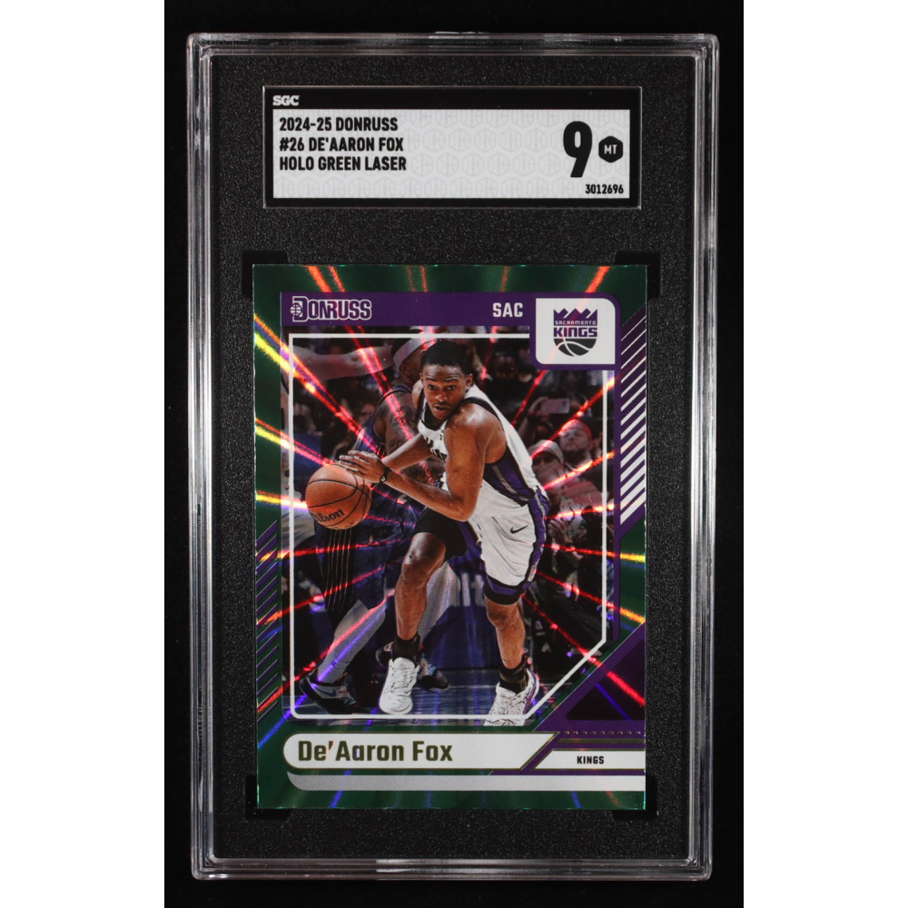 De'Aaron Fox 2024 Donruss Holo Green Laser #26 (SGC 9) at PristineAuction.com