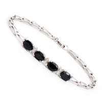 4.05 CTW Natural Sapphire & Diamonds Rhodium Plated Designer Bracelet 7.5 in  H-I, I3 | Estimated Value $2,099 (AMG) at PristineAuction.com
