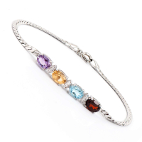 3.35 CTW Natural Multi-Stone & Diamonds Rhodium Plated Designer Bracelet 7.8 in  H-I, I3 | Estimated Value $1,899 (AMG) at PristineAuction.com