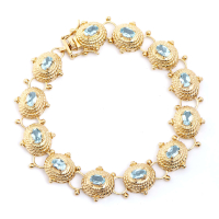 6.25 CTW Natural Blue Topaz 18K Gold Plated Designer Antique Style Bracelet 8.1 in | Estimated Value $2,089 (AMG) at PristineAuction.com