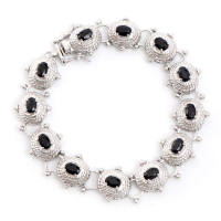 7.45 CTW Natural Sapphire Rhodium Plated Designer Antique Style Bracelet 8.1 in  | Estimated Value $2,099 (AMG) at PristineAuction.com