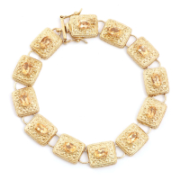 5.05 CTW Natural Citrine 18K Gold Plated Antique Style Designer Bracelet 7.8 in | Estimated Value $2,099 (AMG) at PristineAuction.com