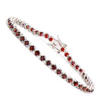 4.52 CTW Natural Garnet Rhodium Plated Designer Bracelet 7.5 in | Estimated Value $1,899 (AMG) at PristineAuction.com