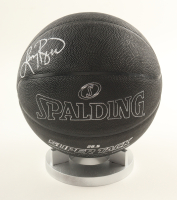 Larry Bird Signed Spalding Basketball With Wood Display Stand (Beckett) at PristineAuction.com