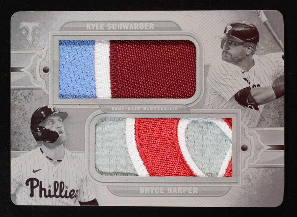 Kyle Schwarber / Bryce Harper 2024 Topps Triple Threads Dual Jumbo Relics Printing Plates Black #DRJHS #1/1