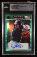 Jasson Dominguez 2021 Pro Set Metal Prismatic Green Autographed Pre-Production Proof RC #1/1 (Leaf Authentic) at PristineAuction.com