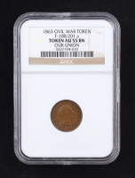1863 Civil War Token "Our Nation" F-108/201a (NGC AU55 BN) at PristineAuction.com