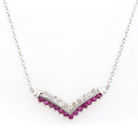 .73 CTW Natural Ruby & Diamonds Rhodium Plated Designer Necklace  H-I,  I3 | Estimated Value $1,649 (AMG) at PristineAuction.com