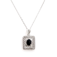 1.53 (CTW) Natural Sapphire & Diamonds Rhodium Plated Designer Pendant H-I , I3  | Estimated Value $1,539 (AMG) at PristineAuction.com