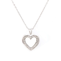 0.18 CTW Natural Diamond Rhodium Plated Designer Heart Shape Pendant 18 in  | Estimated Retail Value: $1,549 (AMG) at PristineAuction.com
