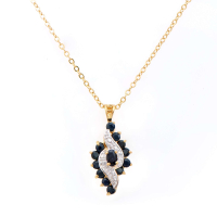1.52 CTW Natural Sapphire & Diamonds 18K Gold Plated Designer Pendant 18" H-1, I3 | Estimated Retail Value: $1,649 (AMG) at PristineAuction.com
