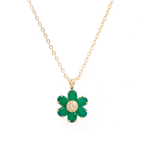 1.82 CTW Natural Green Agate & Diamonds 18K Gold Plated Designer Pendant 18 in  H-I,  I3 | Estimated Retail Value: $1,729 (AMG) at PristineAuction.com