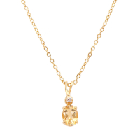 1.03 CTW Natural Citrine & Diamonds 18K Gold Plated Designer Pendant 18 in  H-I, I3 | Estimated Retail Value: $1,719 (AMG) at PristineAuction.com
