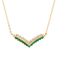 0.59 CTW Natural Green Agate & Diamonds 18K Gold Plated Designer Necklaces 18 in  H-I,  I3 | Estimated Value $1,689 (AMG) at PristineAuction.com