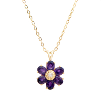1.81 CTW Natural Amethyst & Diamonds 18K Gold Plated Designer Pendant 18 in  H-I, I3 | Estimated Value $1,649 (AMG) at PristineAuction.com