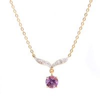 1.04 CTW Natural Amethyst & Diamonds 18K Gold Plated Designer Necklace 18 in  H-I,  I3 | Estimated Value $1,649 (AMG) at PristineAuction.com