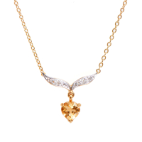1.01 CTW Natural Citrine & Diamonds 18K Gold Plated Designer Necklace 18 in  H-I,  I3 | Estimated Value $1,699 (AMG) at PristineAuction.com