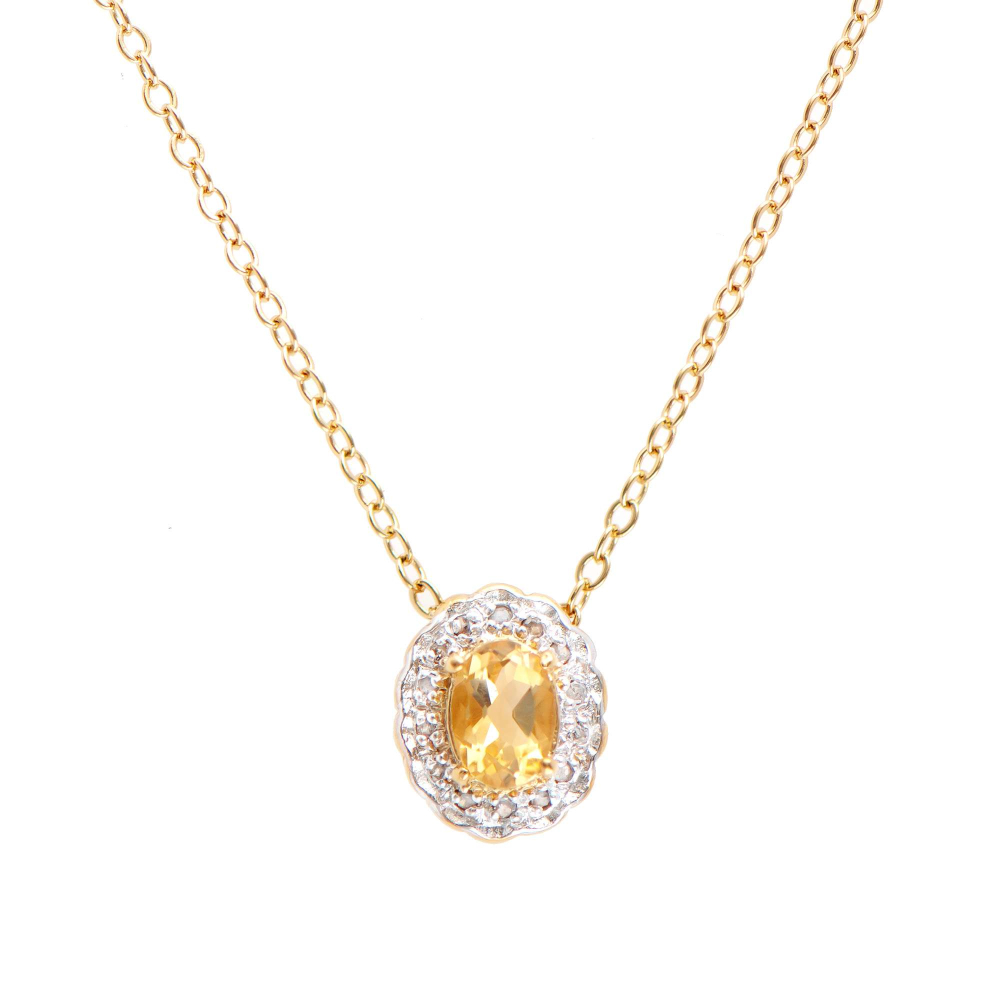 0.82 CTW Natural Citrine & Diamonds 18K Gold Plated Designer Pendant 18 in  H-I,  I3 | Estimated Value $1,549 (AMG) at PristineAuction.com