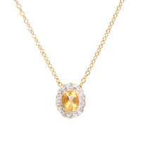 0.82 CTW Natural Citrine & Diamonds 18K Gold Plated Designer Pendant 18 in  H-I,  I3 | Estimated Value $1,549 (AMG) at PristineAuction.com