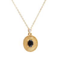 1.52 CTW Natural Sapphire & Diamonds 18K Gold Plated Designer Pendant 18 in  H-I,  I3 | Estimated Value $1,719 (AMG) at PristineAuction.com