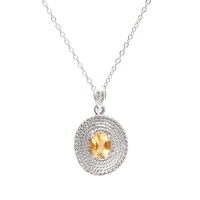 1.08 CTW Natural Citrine & Diamonds Rhodium Plated Designer Pendant 18"  H-I,  I3 | Estimated Value $1,709 (AMG) at PristineAuction.com