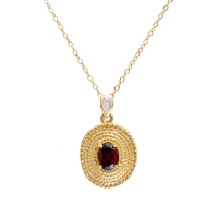1.26 CTW Natural Garnet & Diamonds 18K Gold Plated Designer Pendant 18 in  H-I,  I3 | Estimated Value $1,679 (AMG) at PristineAuction.com