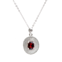 1.26 CTW Natural Garnet & Diamonds Rhodium Plated Designer Pendant 18 in H-I,  I3 | Estimated Value $1,659 (AMG) at PristineAuction.com