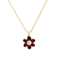 2.26 CTW Natural Garnet & Diamonds 18K Gold Plated Designer Pendant 18 in. H-I,  I3 | Estimated Value $1,639 (AMG) at PristineAuction.com