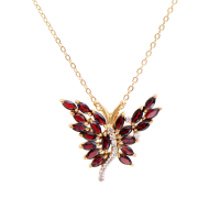 3.44 CTW Natural Garnet & Diamonds 18K Gold Plated Designer Pendant 18 in H-I,  I3 | Estimated Value $1,629 (AMG) at PristineAuction.com