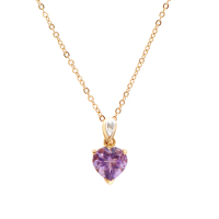 2.12 CTW Natural Amethyst & Diamonds 18K Gold Plated 18" Designer Pendant H-I,  I3 | Estimated Value $1,699 (AMG) at PristineAuction.com