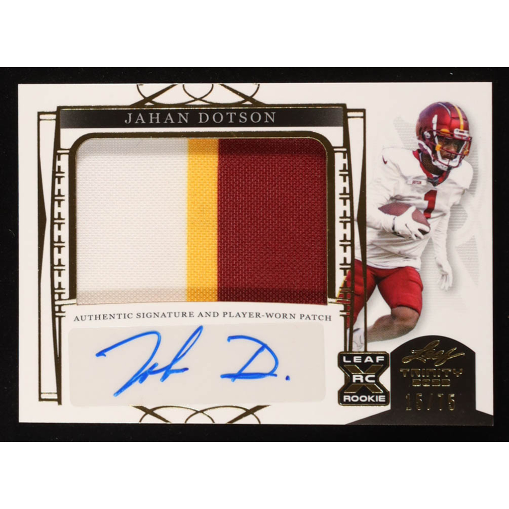 Jahan Dotson 2022 Leaf Trinity Patch Autographs Gold #PAJD3 RC #15/75 at PristineAuction.com