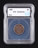 1866 Shield Nickel, with Rays (IGC Authentic) at PristineAuction.com