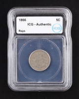 1866 Shield Nickel, with Rays (IGC Authentic) at PristineAuction.com
