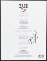 Zach Top Signed "I Never Lie" 8.5x11 Lyric Sheet (SWAU) at PristineAuction.com