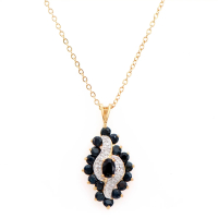 2.83 CTW Natural Sapphire & Diamonds 18K Gold Plated Designer Pendant H-1, I3 | Estimated Retail Value: $1,549 (AMG) at PristineAuction.com