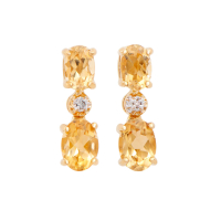 2.22 CTW Natural Citrine & Diamonds 18K Gold Plated Designer Earrings H-1, I3 | Estimated Retail Value: $1,199 (AMG) at PristineAuction.com
