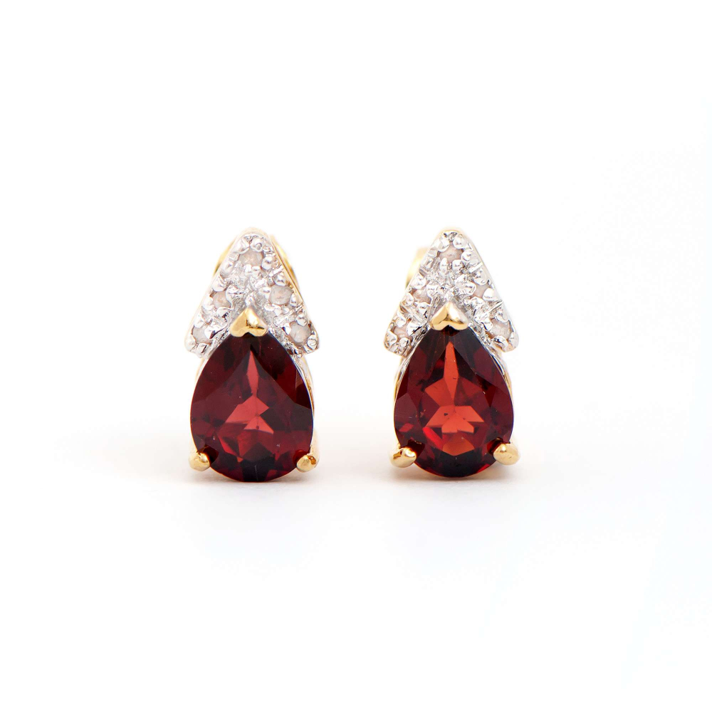 2.12 CTW Natural Garnet & Diamonds 18K Gold Plated Designer Earrings | Estimated Retail Value: $1,249 (AMG) at PristineAuction.com