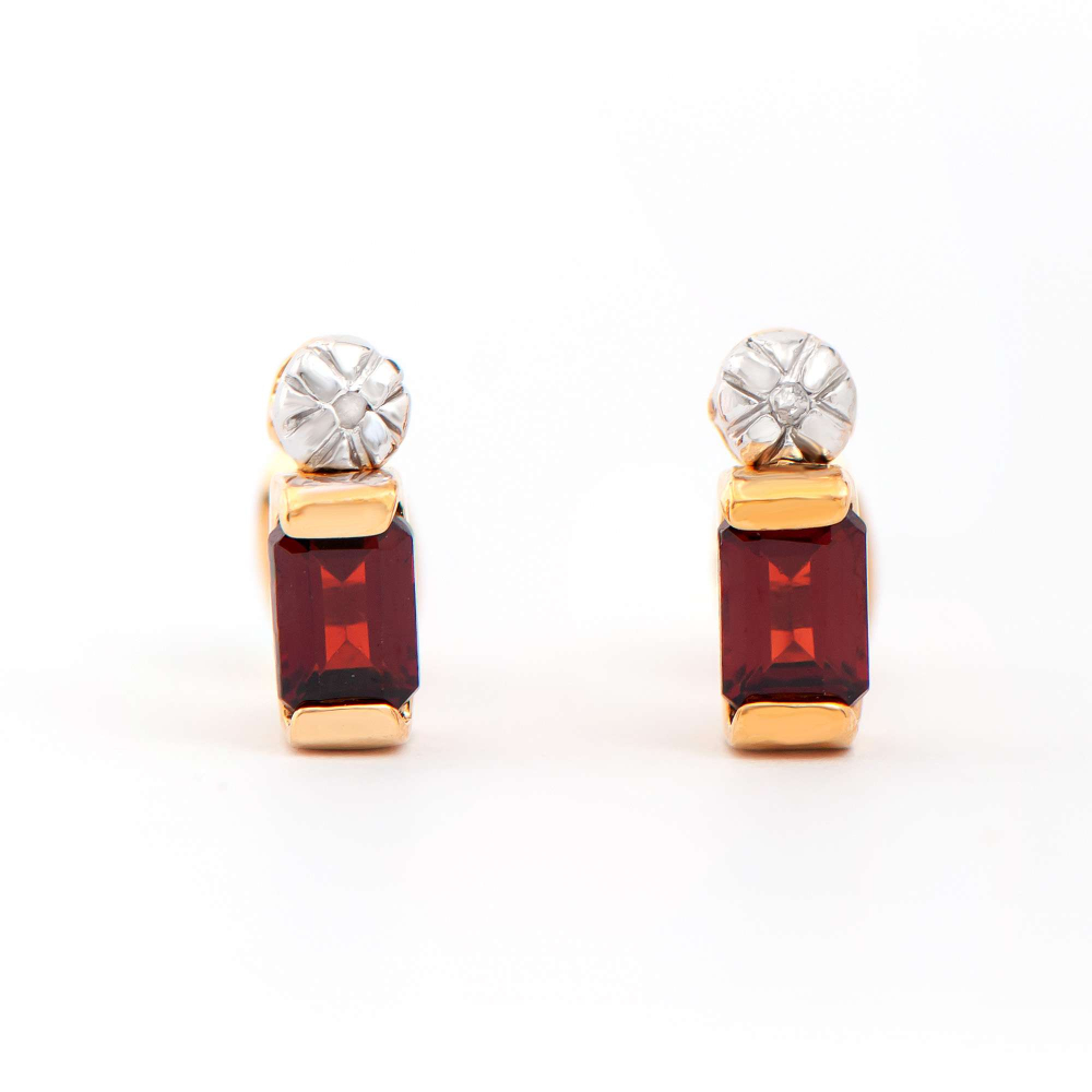1.04 CTW Natural Garnet & Diamonds 18K Gold Plated Designer Earrings  H-I,  I3 | Estimated Retail Value: $1,239 (AMG) at PristineAuction.com