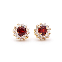 0.65 CTW Natural Garnet & Diamonds 18K Gold Plated Designer Earrings H-I, I3 | Estimated Value $1,219 (AMG) at PristineAuction.com